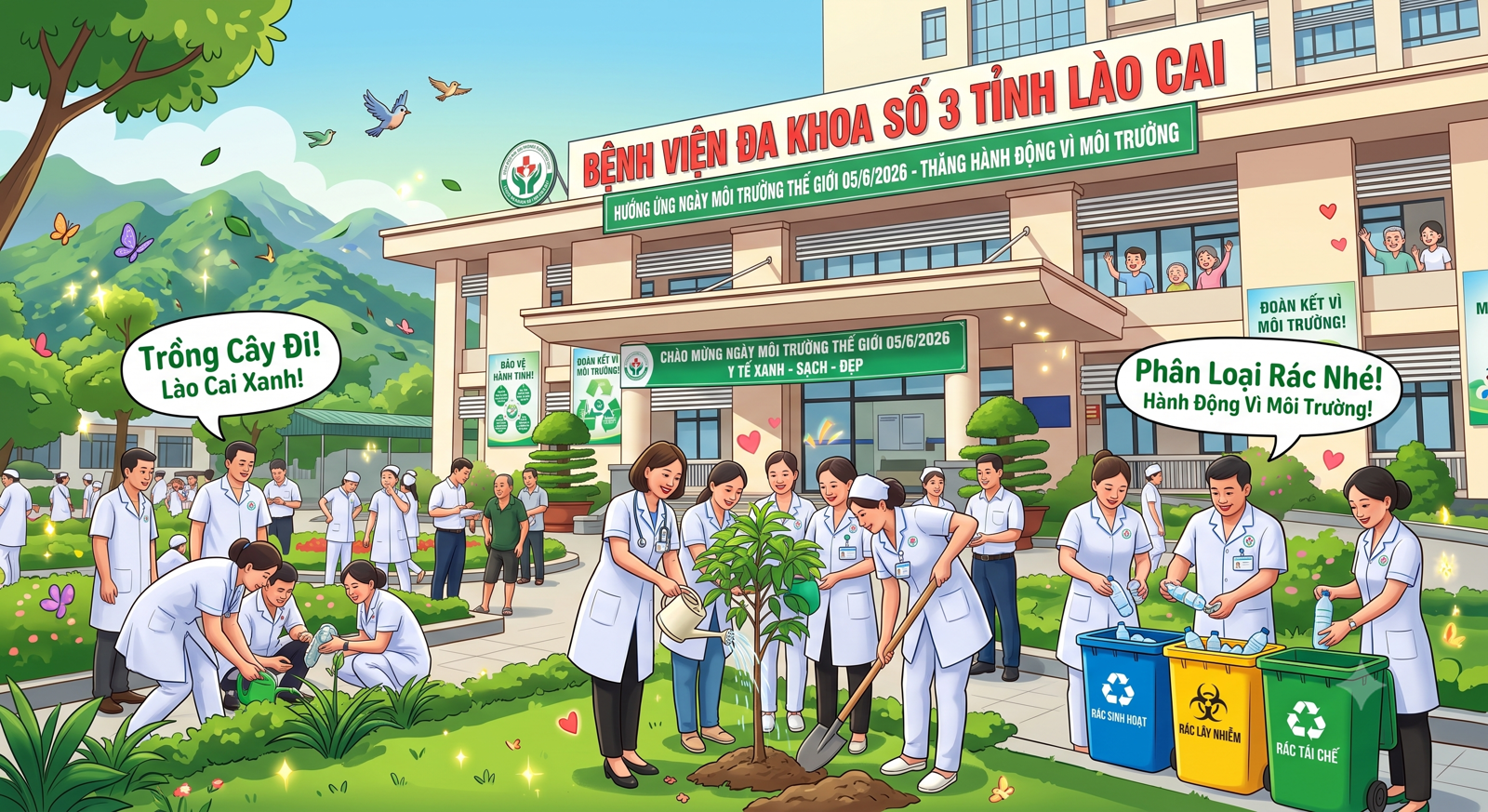 Hình ảnh tin tức Bệnh Viện Đa Khoa Số 3 Tỉnh Lào Cai Hưởng Ứng Ngày Môi Trường Thế Giới 2026: Xây Dựng Môi Trường Y Tế Xanh - Sạch - Đẹp
